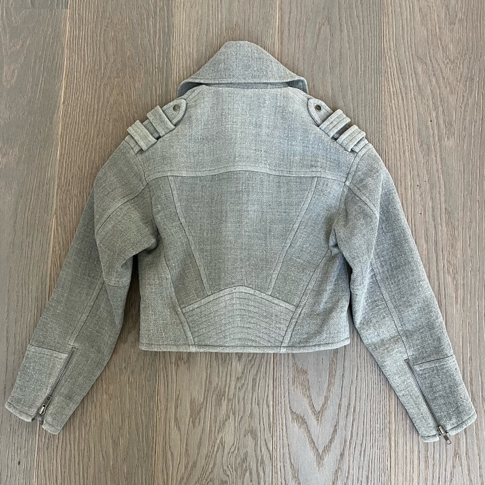 Yigal Azrouel Gray Cropped Jacket with Belted Waist - Picture 7 of 13
